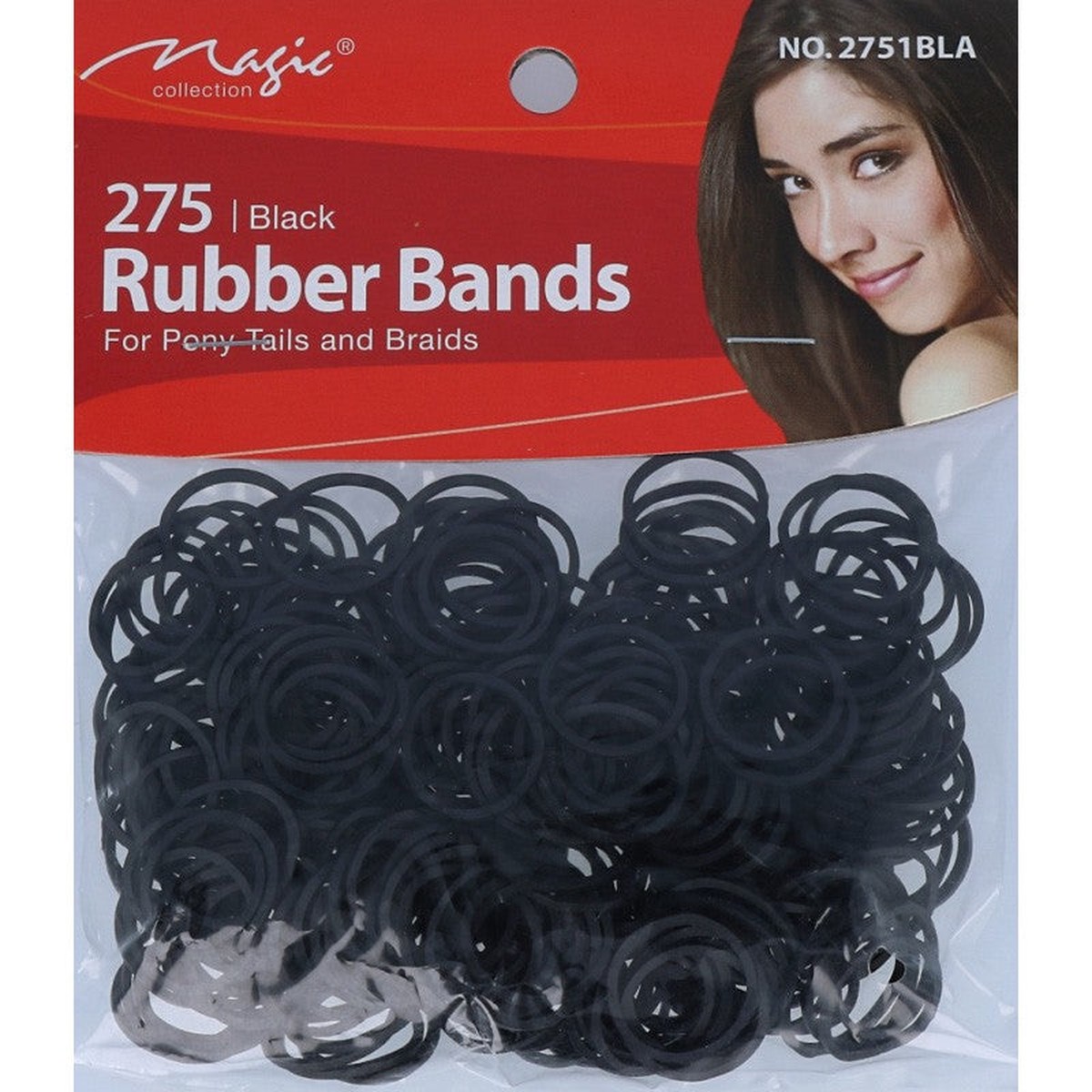 Magic Collection Rubber Bands No.2751BLA Strong, Damage-Free Hold for All Hair Types Multi-Pack