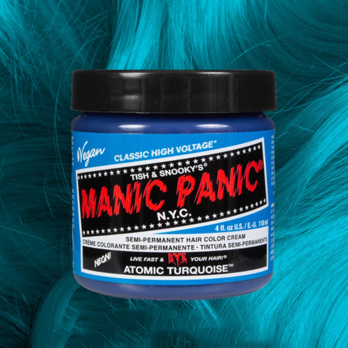 Manic Panic Semi-Permanent Hair Color Cream - Vibrant Atomic Turquoise for Expressive Hair Artistes 118ml