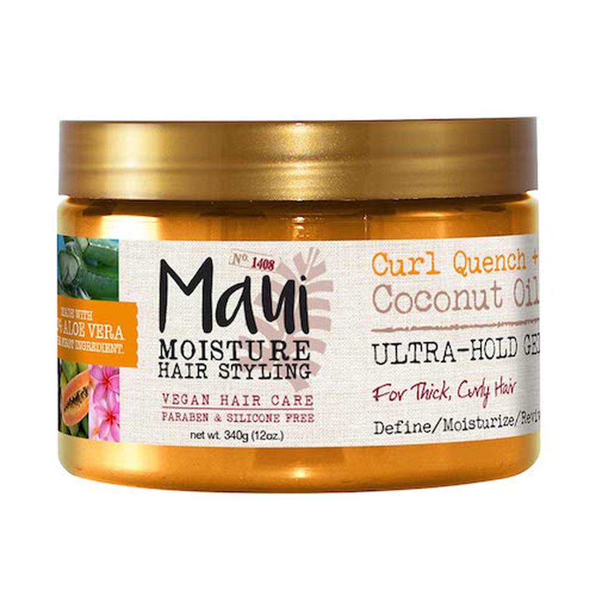 Maui Moisture Curl Quench + Coconut Oil Ultra-Hold Gel Curl Definition for Thick, Curly Hair 340 g