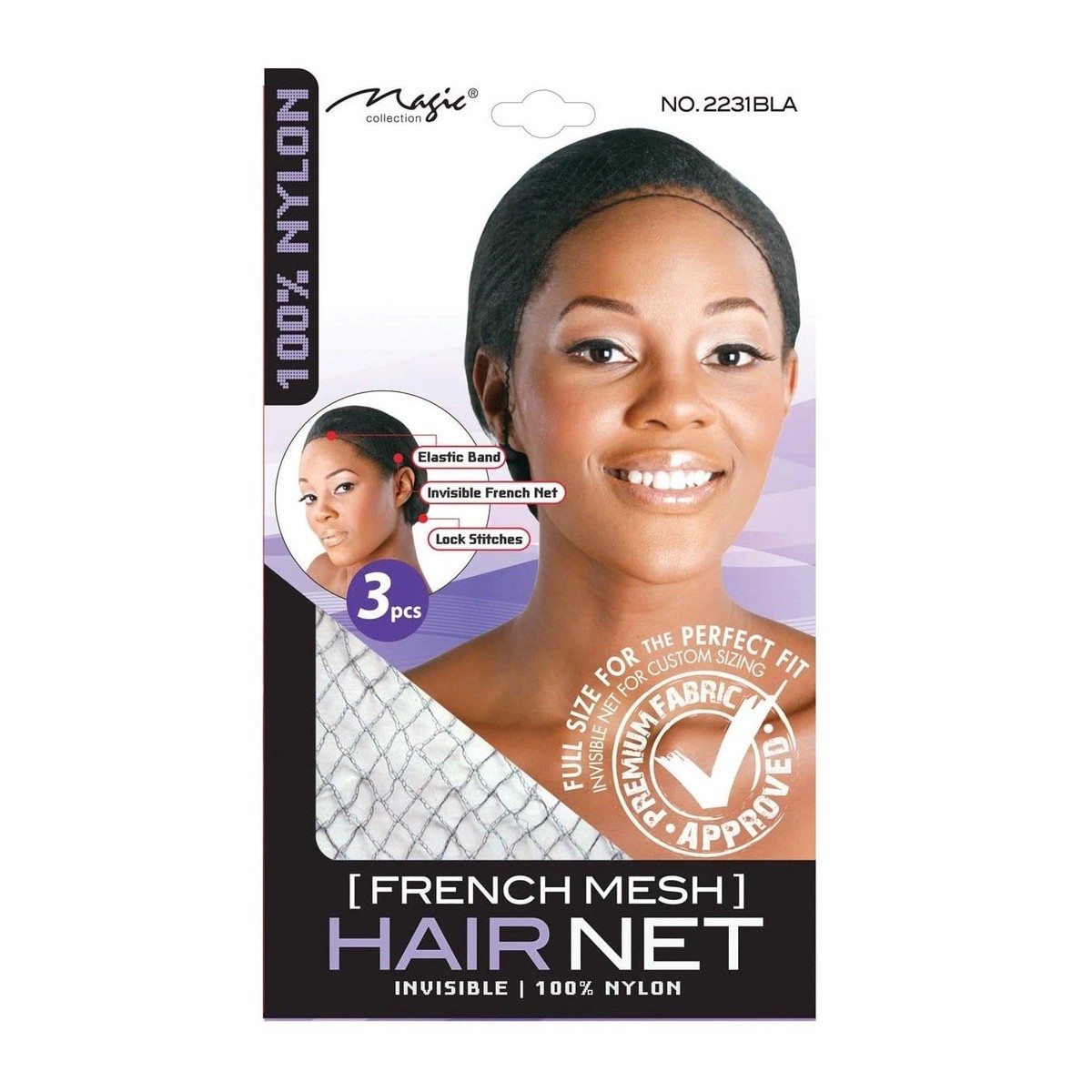 Magic Collection French Mesh Hair Net No.2231BLA - Secure & Invisible Hold for All Hair Types