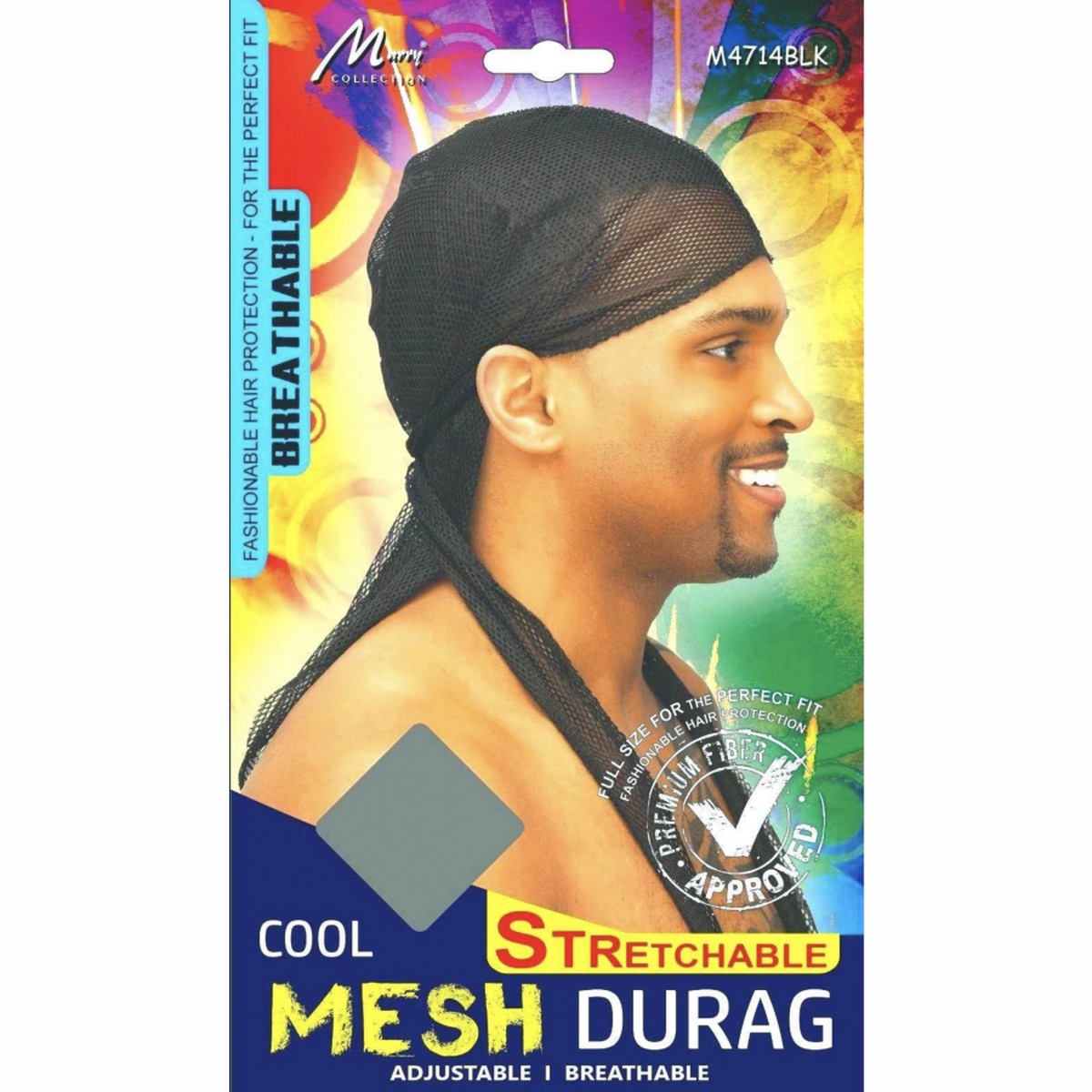 Murry Collection Stretchable Cool Mesh Durag Superior Wave Compression & Hair Protection for Men & Women, Black