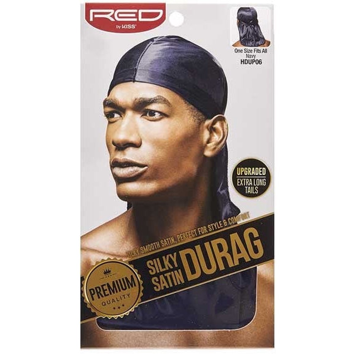 Red by Kiss Silky Satin Durag Navy HDUP06 Wave & Hair Protection for Men & Women One Size