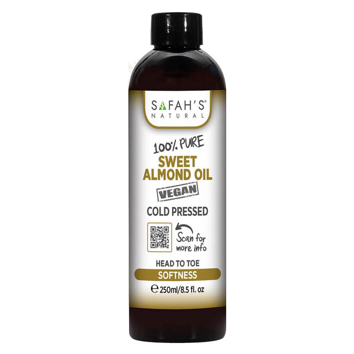 Safah's Natural 100% Pure Sweet Almond Oil Nourishing & Revitalizing for Hair & Skin 8.5 oz