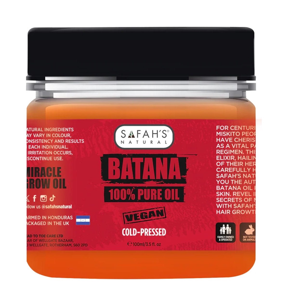 Safahs Natural 100% Pure Cold-Pressed Batana Oil for Hair Growth, Strength & Shine