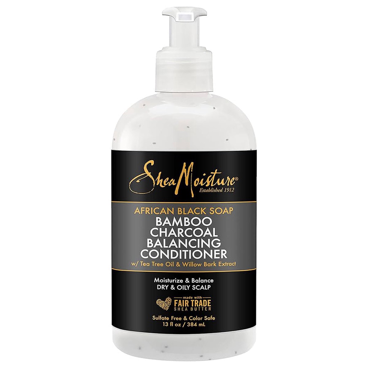 Shea Moisture African Black Soap Bamboo Charcoal Balancing Conditioner 13 oz / 384 ml - For Scalp Care & Detangling Natural Curls