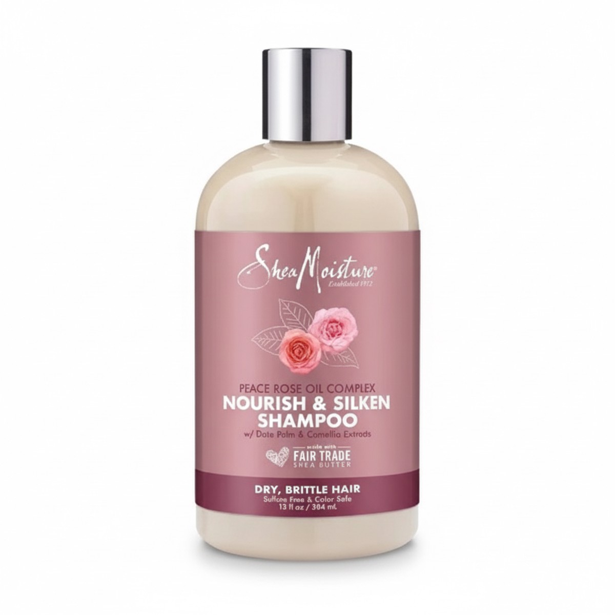 Shea Moisture Peace Rose Oil Complex Nourish & Silken Shampoo 13 oz / 384 ml - For Dry, Delicate Hair