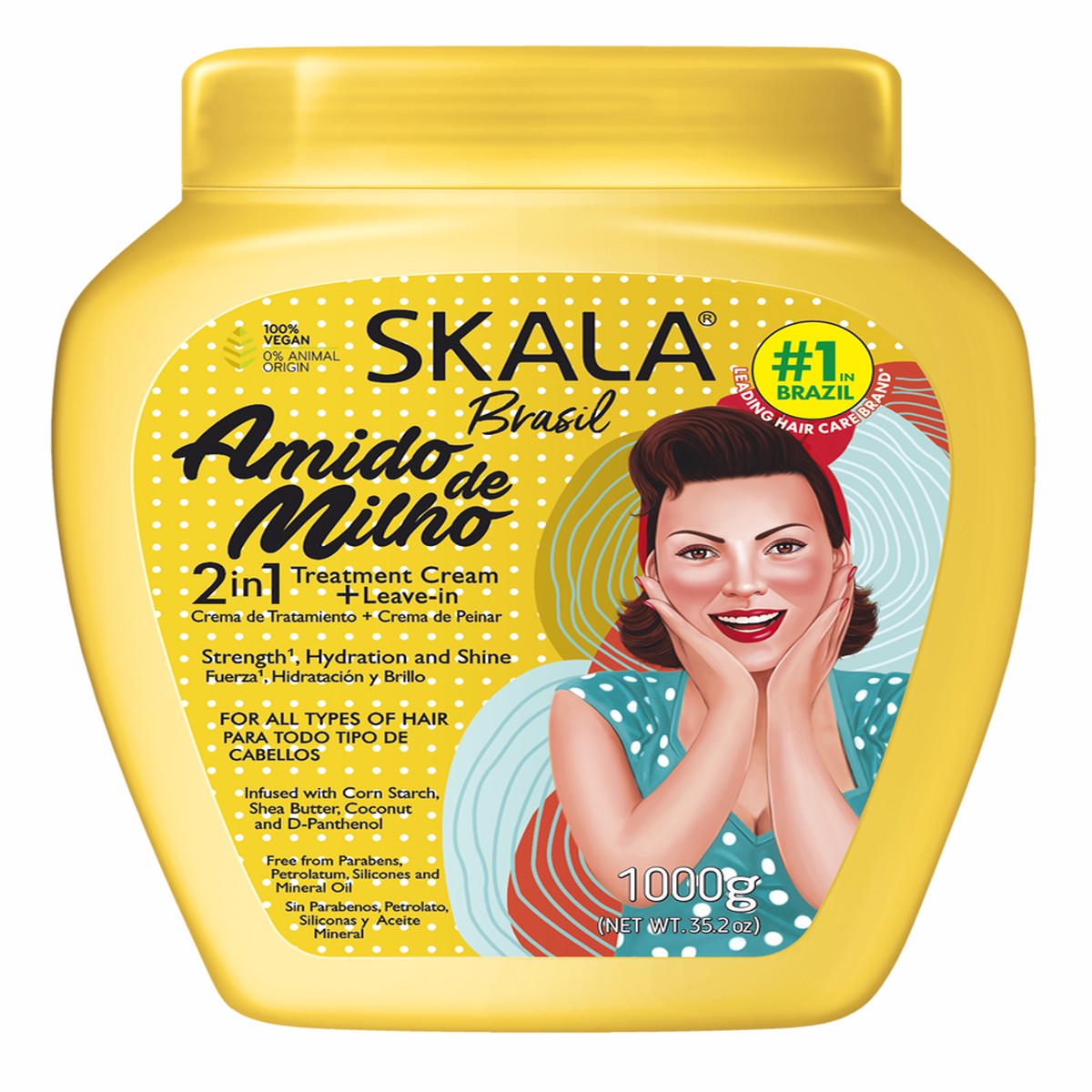 Skala Brasil Amido de Milho Hair Treatment Cream Strength & Shine 1000g