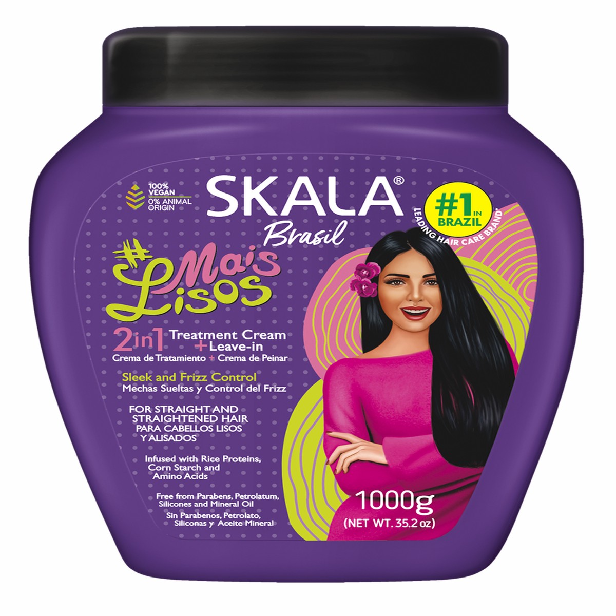 Skala Brasil #MaisLisos Hair Treatment Cream Frizz Control for Straight Hair 1000g