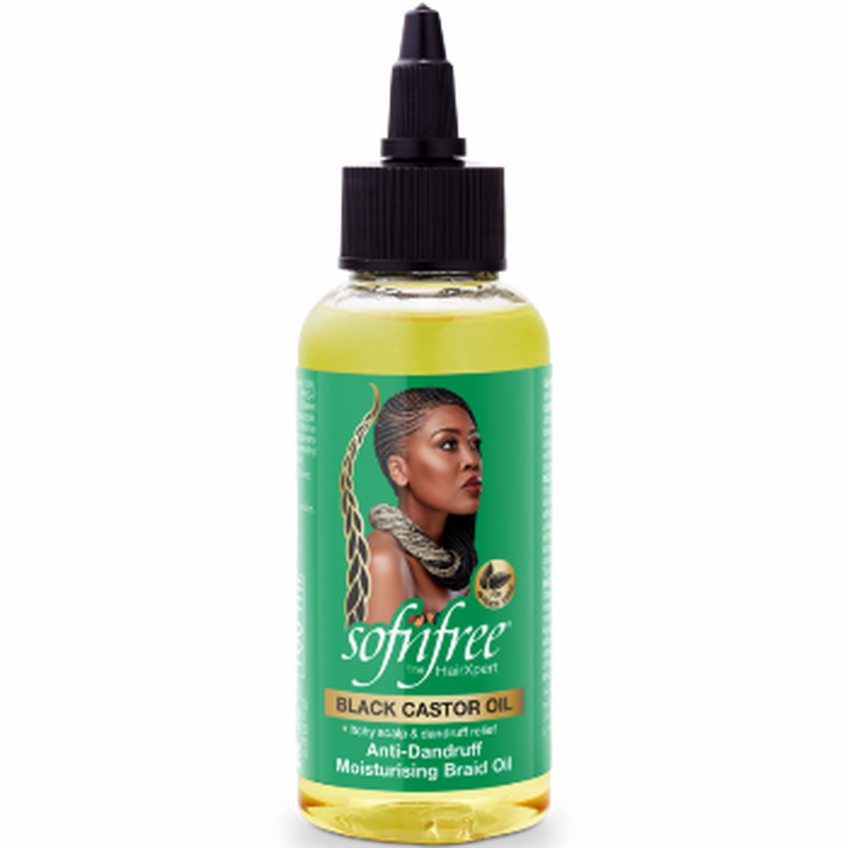 Sof n Free Black Castor Oil Anti-dandruff Moisturising Braid Oil for Braids, Locs & Natural Hair 100 ml/3.38 oz