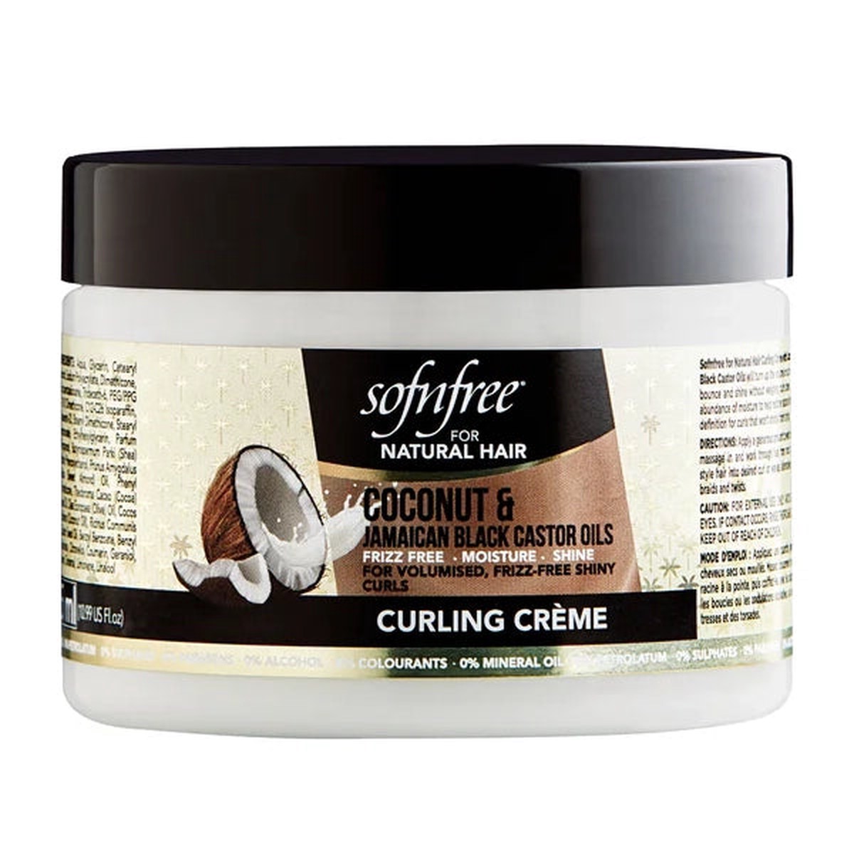 Sof n Free Coconut & Jamaican Black Castor Oil Curling Crme Defines & Moisturizes Curls for Natural Hair