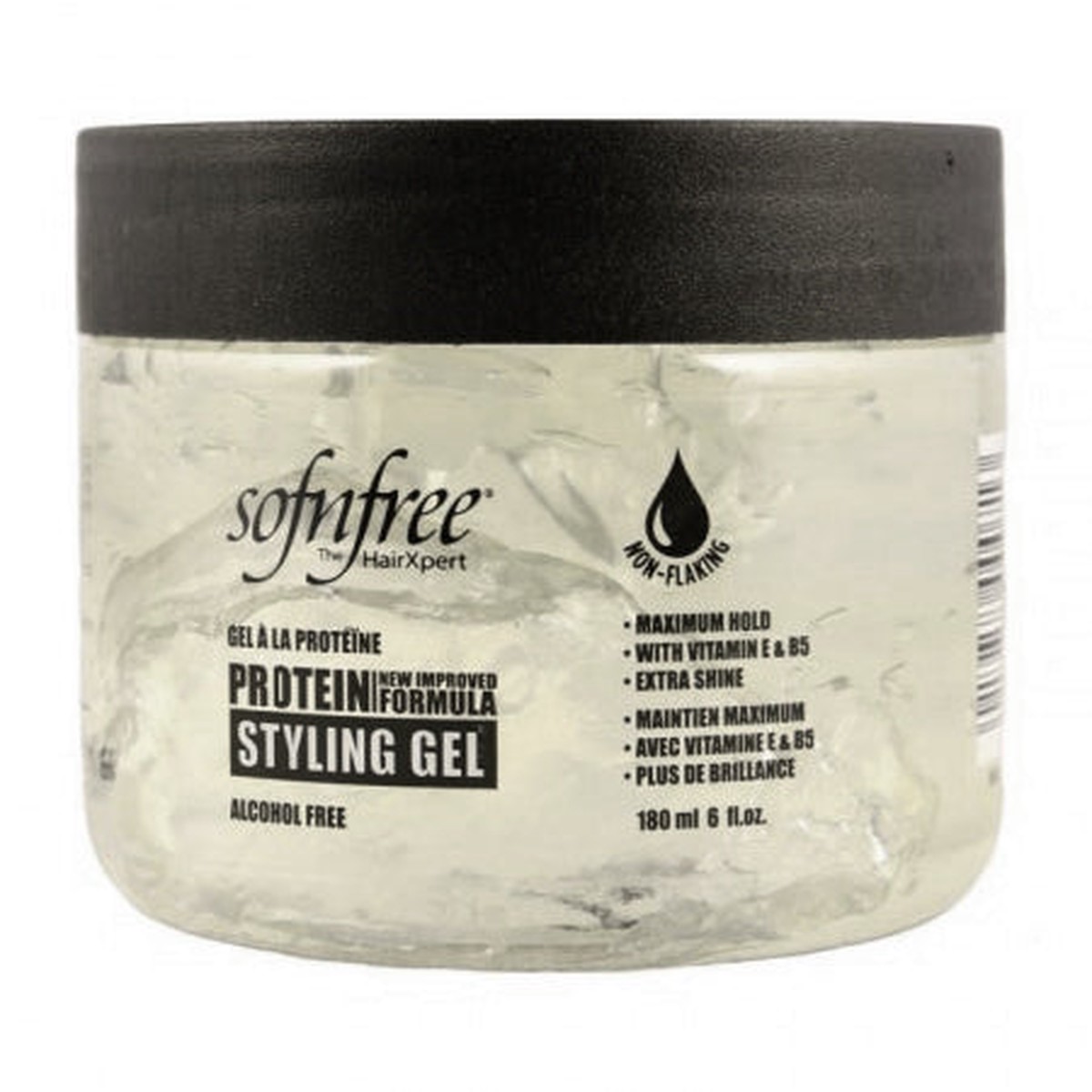 Sof n Free Protein Styling Gel Clear Strong Hold & Frizz Control for All Hair Types 6 oz