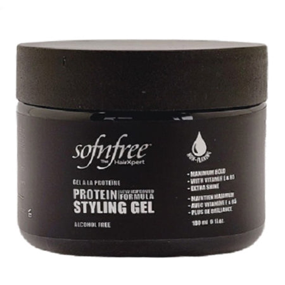 Sofn'free Protein Styling Gel Black Strong Hold & Shine for Defined & Healthy Styles 180 ml/6.09 oz