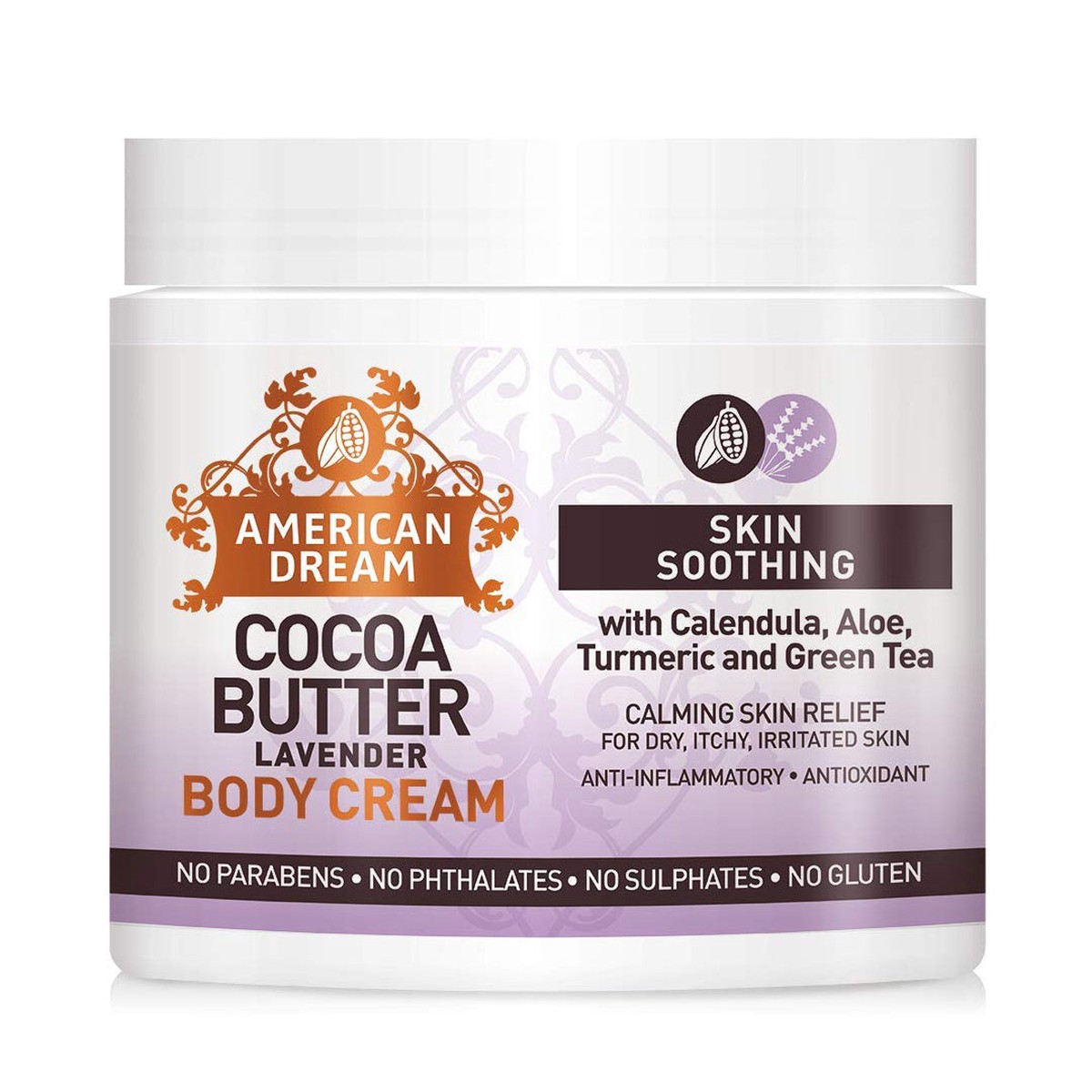 American Dream Cocoa Butter Lavender Body Cream 16oz Rich Daily Moisturiser with Calming Lavender