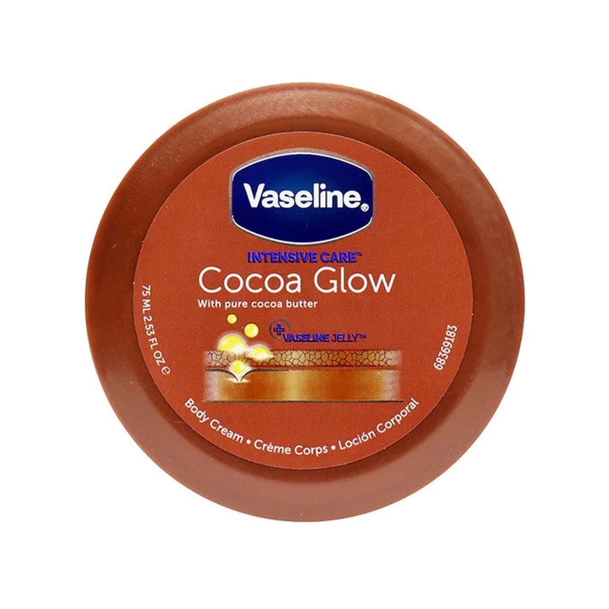 Vaseline Cocoa Glow Body Cream for Radiant, Deeply Moisturized Dry Skin 75 ml / 2.54 oz