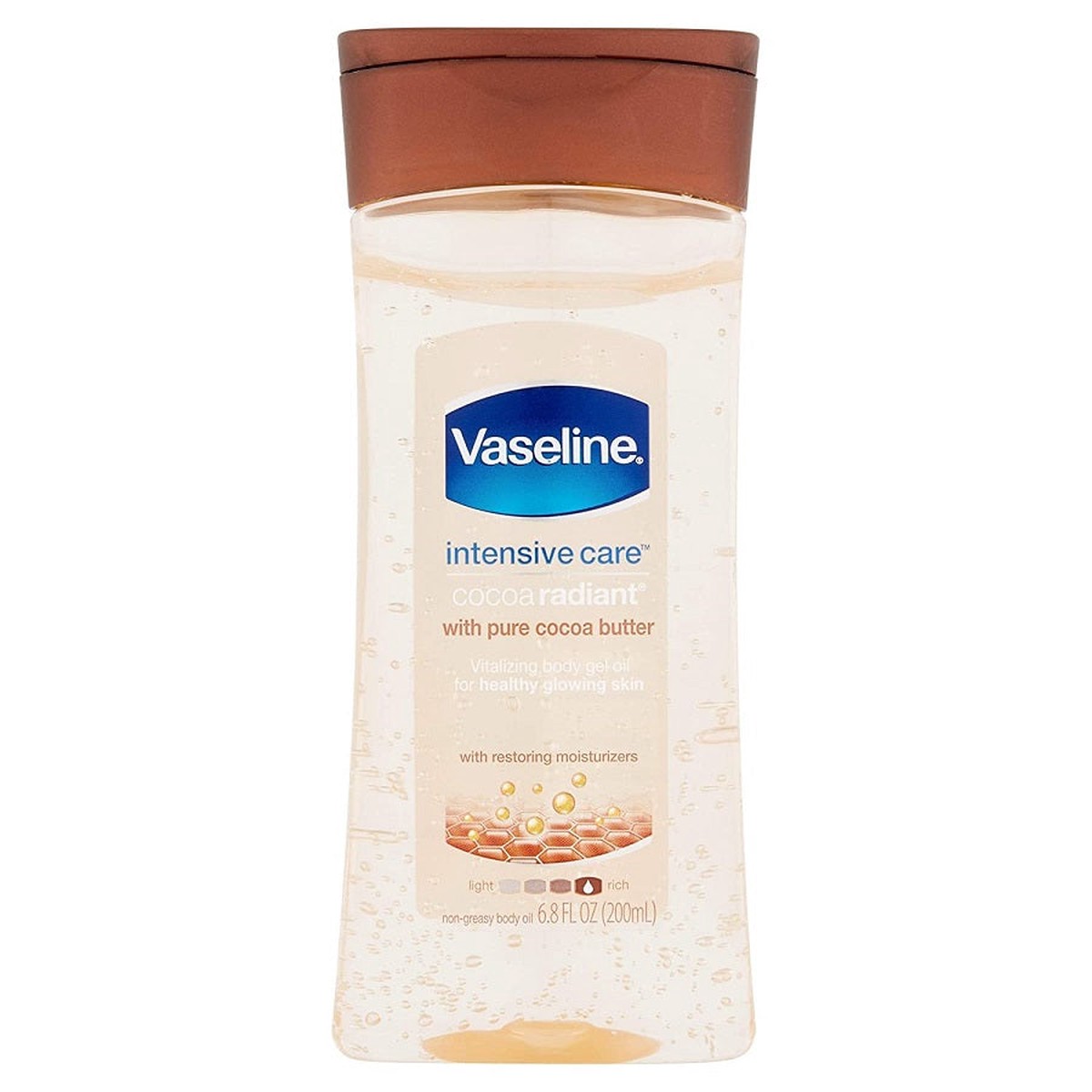 Vaseline Intensive Care Cocoa Radiant Body Gel Oil Deeply Moisturising for Dry Skin 200ml / 6.76 oz