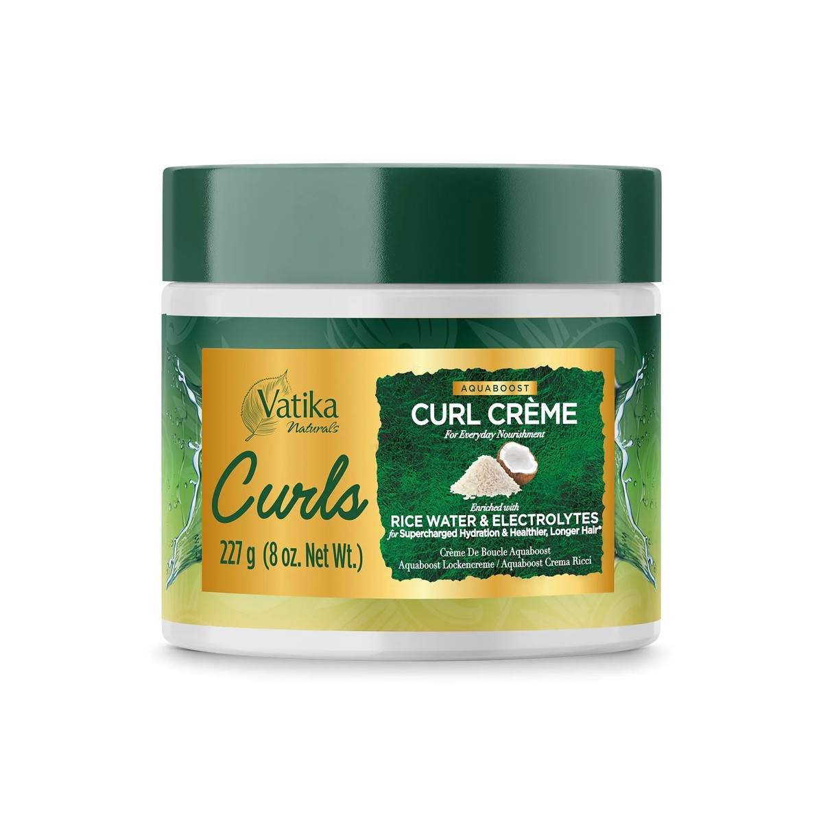 Vatika Naturals Curls Curl Defining Cream Rice Water & Electrolytes for Defined, Hydrated Curls 227g/8.01 oz