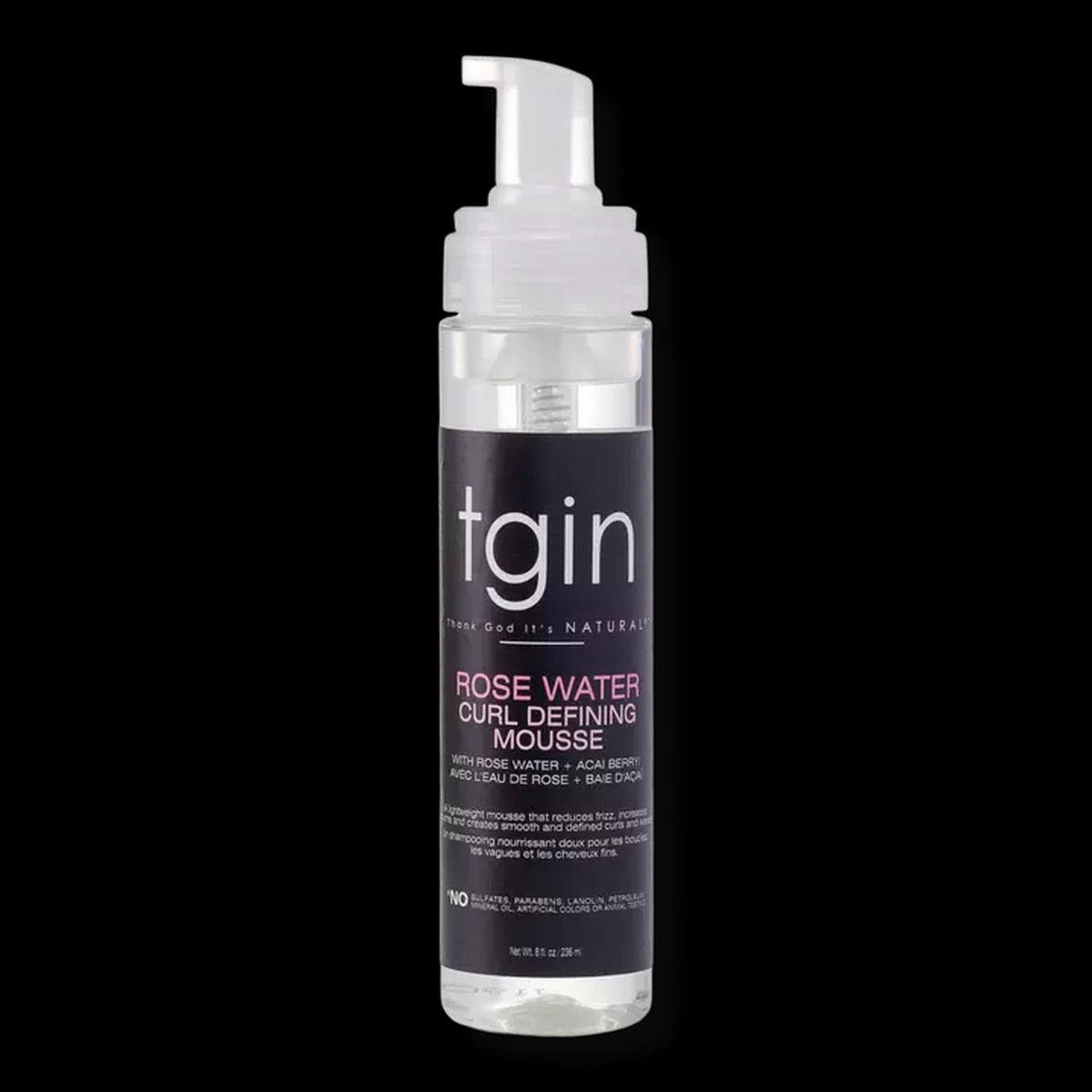 TGIN Rose Water Curl Defining Mousse | Enhances & Defines Curls for Natural Hair | 236ml/7.98 oz