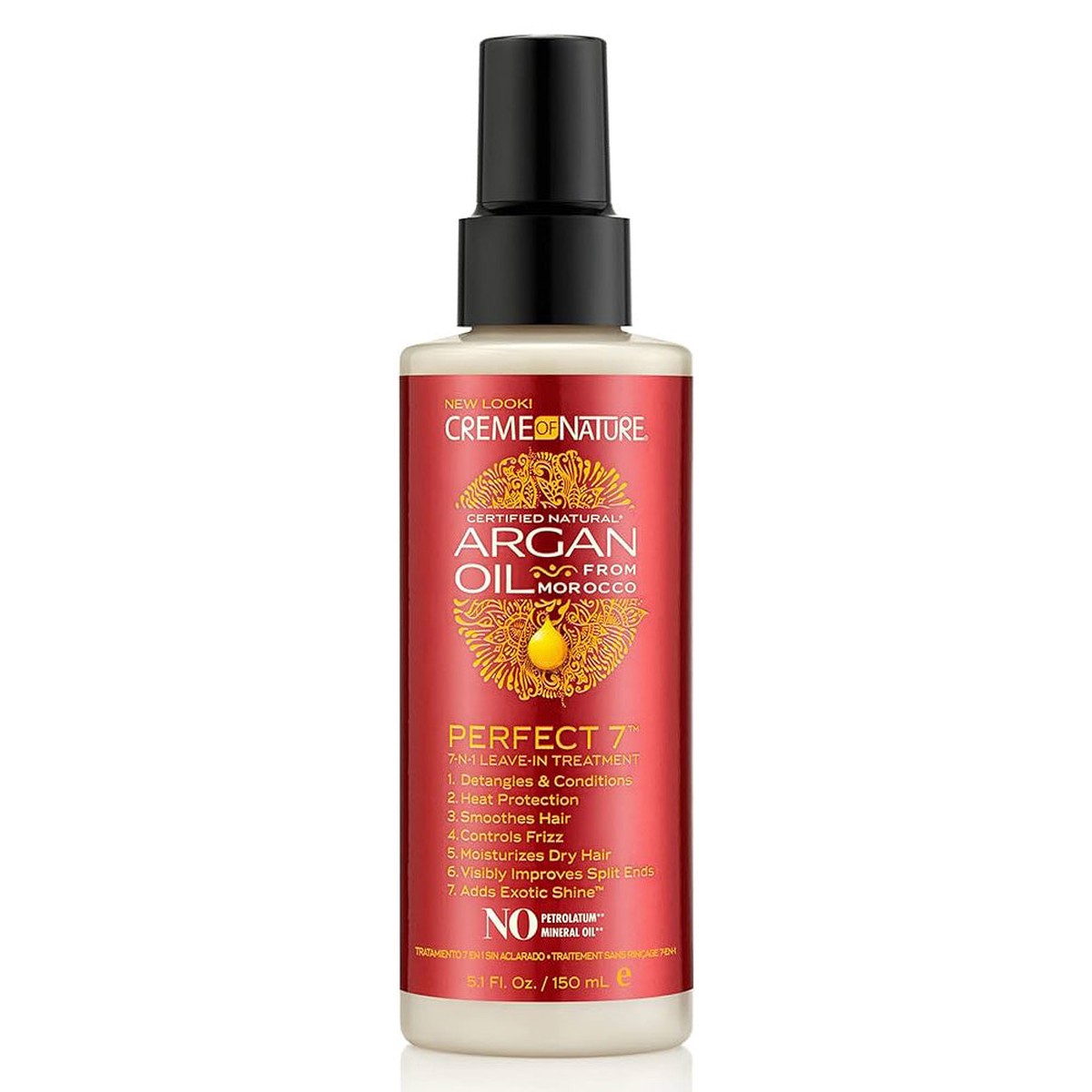 Creme of Nature Argan Oil Perfect 7 Leave-In Treatment 5 oz / 151 ml - For All Hair Types & Exotic Shine
