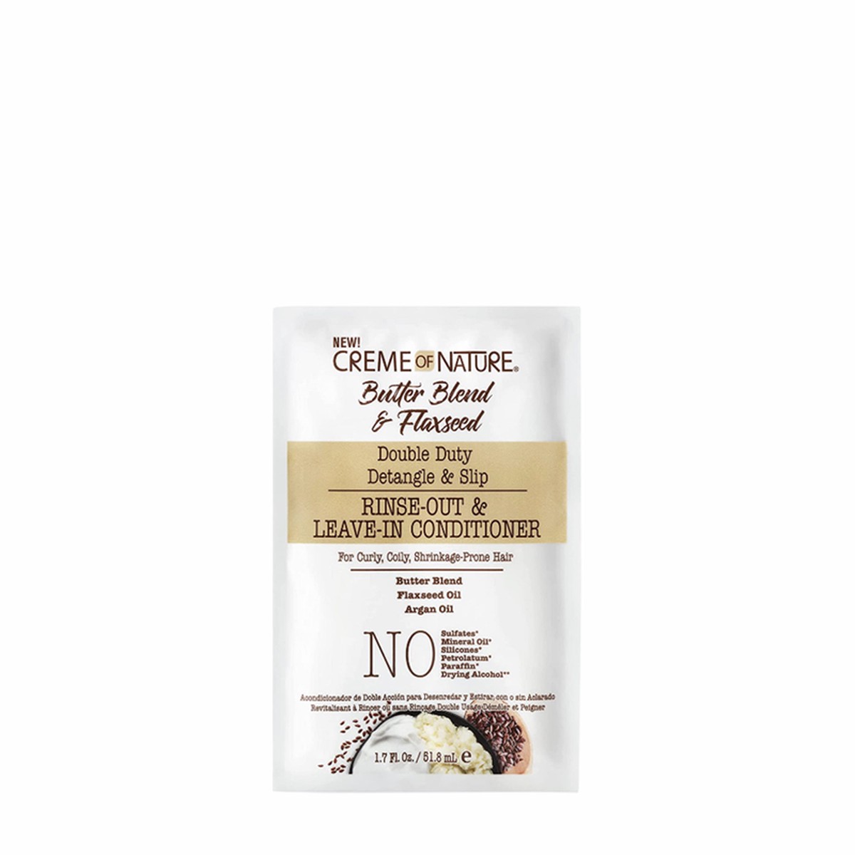 Creme of Nature Double Duty Detangle & Slip Rinse-Out & Leave-In Conditioner 1.5 oz / 50 ml - For Hydration, Detangling & Strength