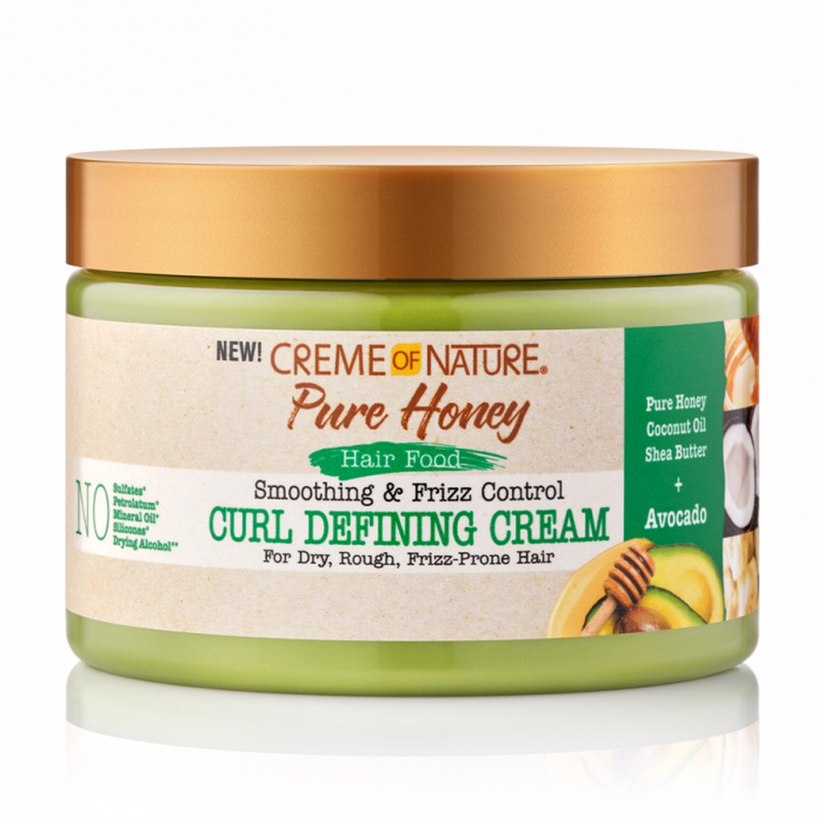 Creme of Nature Pure Honey Hair Food Curl Defining Cream 11.5 oz / 340 ml - For Defined, Frizz-Free Curls