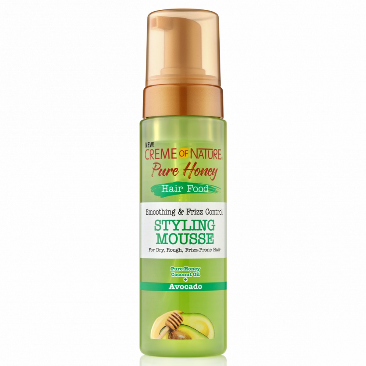 Creme of Nature Pure Honey Hair Food Styling Mousse 7 oz / 207 ml - For Smooth, Frizz-Free Styles