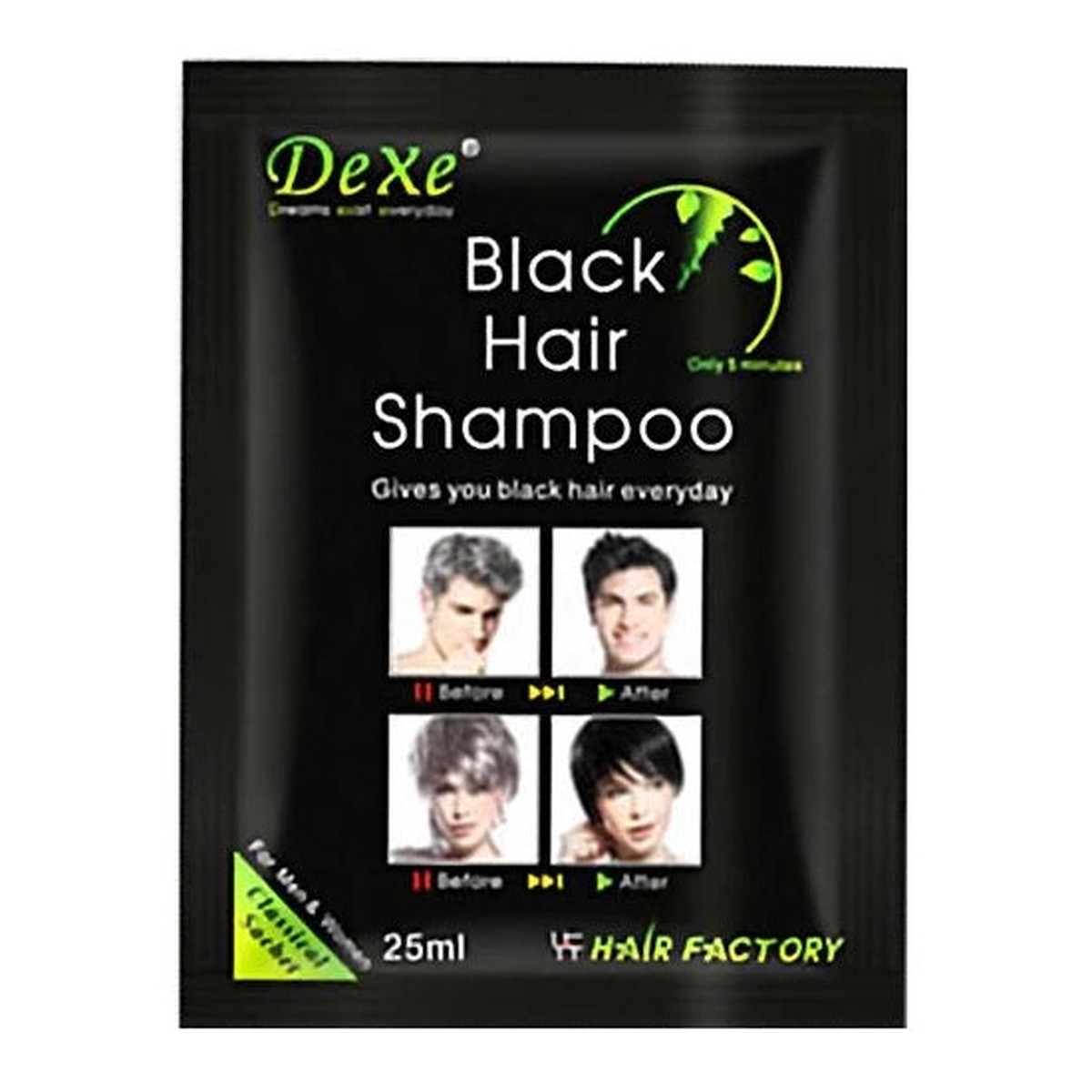 Dexe Black Hair Dye Shampoo for Instant Grey Coverage