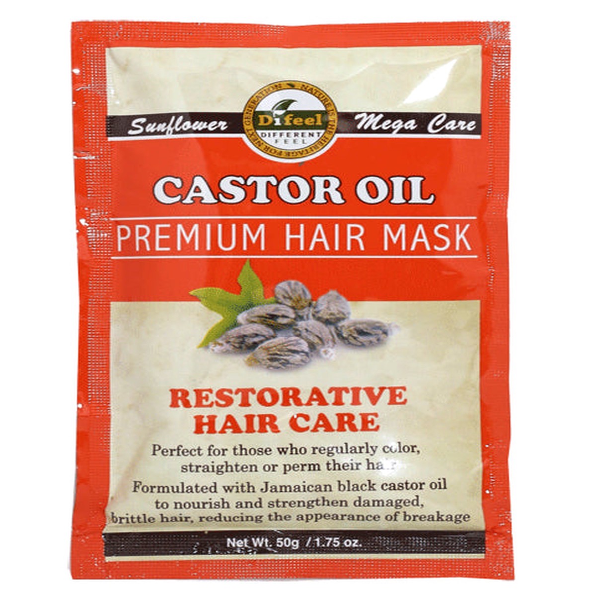 Difeel Castor Oil Premium Hair Mask Nourishes & Strengthens for Damaged & Dry Hair 50g/1.76 oz