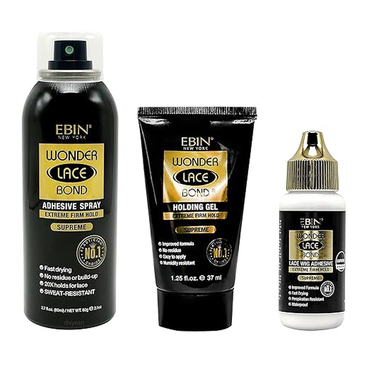 EBIN NEW YORK - WONDER LACE BOND - Extreme Firm Hold Supreme - Adhesive Spray / Holding Gel / Lace Wig Adhesive - Trio Deal