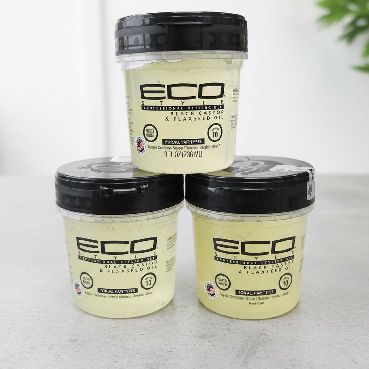 Eco Style Styling Hair Gel Black Castor and Flaxseed Oil 8oz Pack of 3