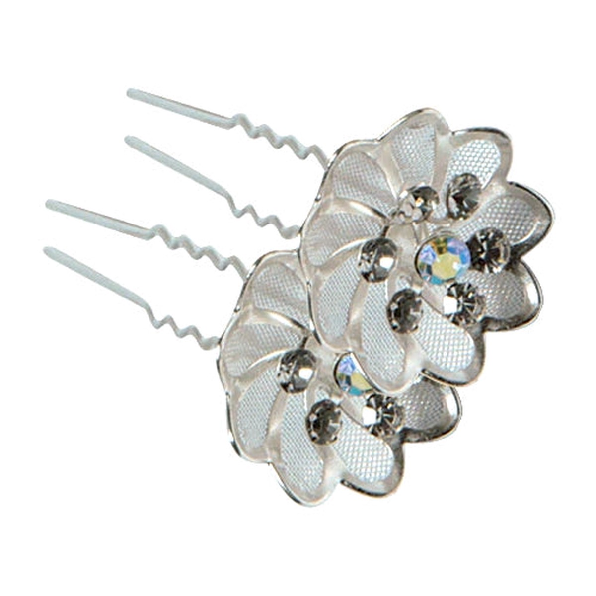 Fine Lines UK Poppy Hair Pins Silver Secure & Stylish Hair Embellishment for Women, Brides & Girls (Set of 2)