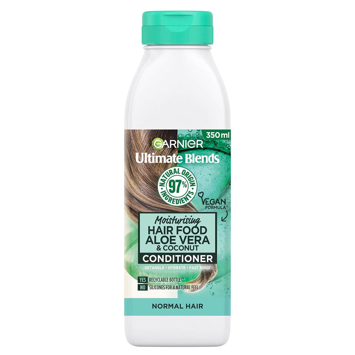 Garnier Hair Food Aloe Vera & Coconut Conditioner, Hydrating & Detangling for Dry, Normal to Thirsty Hair 350 ml/11.83 oz