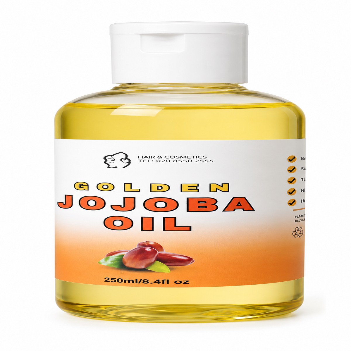 Golden Jojoba Oil 250ml Natural Hair & Skin Oil